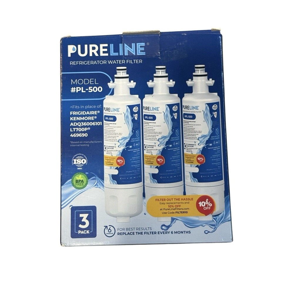 Pureline PL-500 Refrigerator Water Filter 3 Pack LT700P ADQ36006101 Kenmore